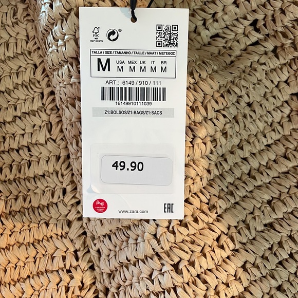 Zara - Large woven bag - brown leather handles/ strap Brand New - Tags still on - Picture 2 of 4